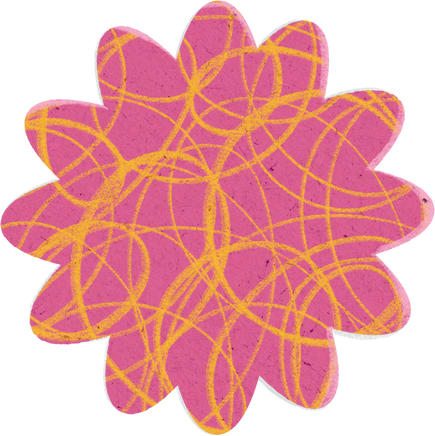 Scribbled Pink and Yellow Flower Paper Cut-out