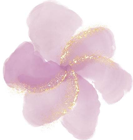 Water Color Flower Gold Glitter pink